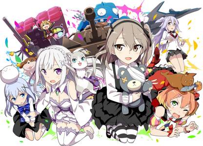 Athah Anime Crossover Ghost in the Shell Emilia Freyja Wion Kirin Toudou Chino Kafū Tippy Timothy Anne Hanakoizumi Arisu Shimada Pack Gochuumon wa Usagi Desu ka? Gakusen Toshi Asterisk Anne Happy Re:Zero Macross Delta Re:ZERO -Starting Life in Another World- Tachikoma 13*19 inches Wall Poster Matte Finish Paper Print