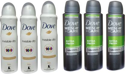 DOVE INVISIBLE DRY EXTRA FRESH (PACK OF 6) Deodorant Spray  -  For Men & Women