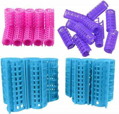 Glamezone 40 Plastic Hairdressing Roller Curlers Clips Hair Curler (Multicolor) Hair Curler
