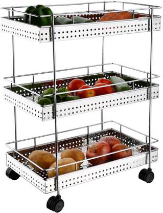 AK HUB Fruits/Vegetables Kitchen Rack Steel Multipurpose Perforated Portable Design Vegetable / Fruit Stand