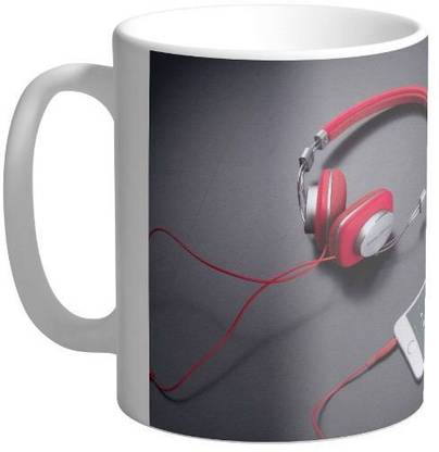 Arkist red bowers and wilkins p3 headphones wallpaper Ceramic Coffee Mug