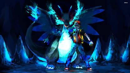 Athah Anime Pokémon Mega Charizard X Red 13*19 inches Wall Poster Matte Finish Paper Print