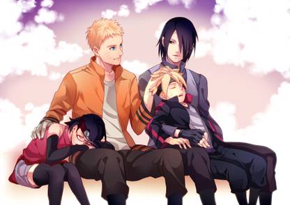 Athah Anime Boruto Naruto Uzumaki Sarada Uchiha Boruto Uzumaki Sasuke Uchiha 13*19 inches Wall Poster Matte Finish Paper Print