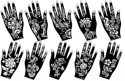 IVANA'S Ivana's Henna Tattoo Stencil (Set for 10) Women Girls Hand