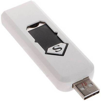 MOBIASHTA DC Connector Flameless USB Electronic Rechargeable Lighter Environment Friendly Pocket Size Compact Easy to Carry (WHITE) Car Cigarette Lighter