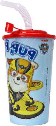 KRH STORE Paw Patrol Pup Printed Tumbler with Straw Red - 450 ml Plastic Tumbler