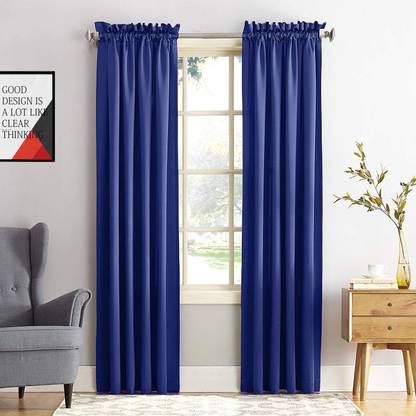 JUPON 243.84 cm (8 ft) Silk Blackout Long Door Curtain (Pack Of 2)