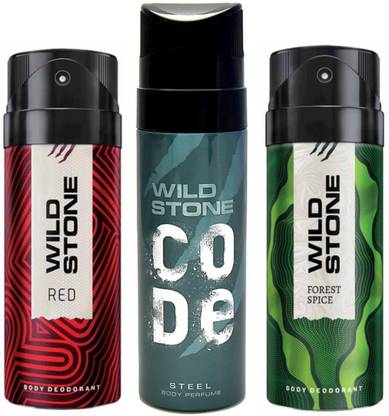 विल्ड स्टोन रेड डिओड्रेंट 150 ML + कोड स्टील डिओड्रेंट 120 ML + फॉरेस्ट स्पाइस डिओड्रेंट 150 ML डिओडोरेंट स्प्रे  -  पुरुषों के लिए