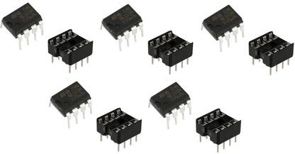 e4u IC555 General Purpose Timer IC + IC Base - 5 Pieces Electronic Components Electronic Hobby Kit