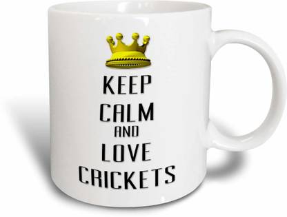 3dRose Crown Keep Calm And Love Crickets Ceramic Coffee Mug