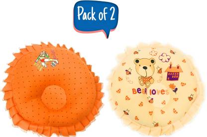 The Little Lookers Polyester Fibre Round & Frilled Baby Pillow Pack of 2