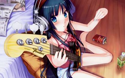 Athah Anime K-ON! Cute Girl Guitar 13*19 inches Wall Poster Matte Finish Paper Print