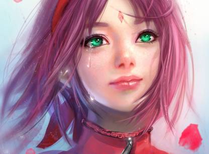 Athah Anime Naruto Tears Pink Hair Green Eyes Girl Sakura Haruno 13*19 inches Wall Poster Matte Finish Paper Print