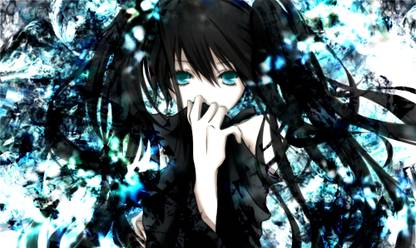 Athah Anime Black Rock Shooter Girl Black Hair Blue Blue Eyes Long Hair 13*19 inches Wall Poster Matte Finish Paper Print