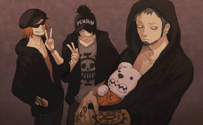 Athah Anime One Piece Penguin Shachi Bepo Trafalgar Law 13*19 inches Wall Poster Matte Finish Paper Print