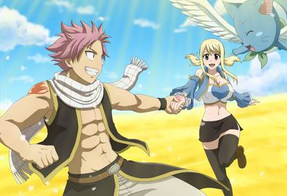 Athah Anime Fairy Tail Natsu Dragneel Lucy Heartfilia NaLu Happy 13*19 inches Wall Poster Matte Finish Paper Print