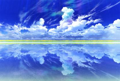 Athah Anime Original Reflection Cloud Sky Water 13*19 inches Wall Poster Matte Finish Paper Print