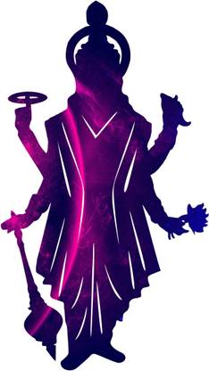 Impression Wall 61 cm Lord Vishnu in Blue Color Self Adhesive Sticker