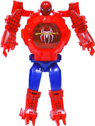 Quinergys Spiderman Transformer Robot Toy Convert to Digital Wrist Watch