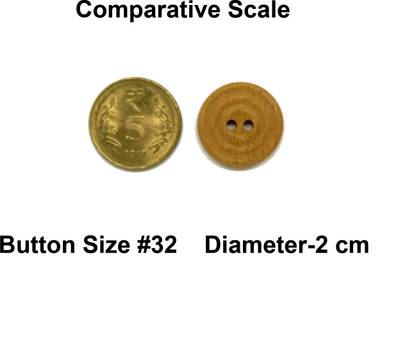 Nimida Wooden Button Plain Natural Wooden colour Dia 2 cm , 2 Holed for Sewing and art and craft ( Pack of 40 ) Wooden Buttons