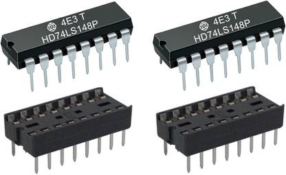 e4u HD74LS148P 8 Line To 3 Line Octal Priority Encoder IC + IC Base - 2 No's Electronic Components Electronic Hobby Kit
