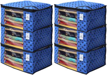 KUBER INDUSTRIES Polka Dot 6 Piece Non Woven Saree Cover Set, Royal Blue ,CTKNEW139 CTKNEW0139