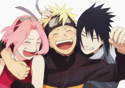 Athah Anime Naruto Sakura Haruno Naruto Uzumaki Sasuke Uchiha 13*19 inches Wall Poster Matte Finish Paper Print