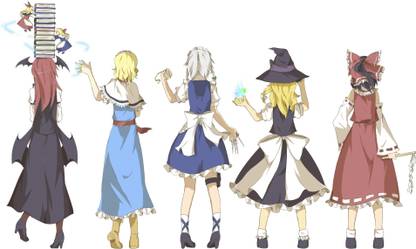 Athah Anime Touhou Koakuma Alice Margatroid Marisa Kirisame Reimu Hakurei Sakuya Izayoi Witch Hat Book Long Hair Short Hair Blonde White Hair Brown Hair Black Hair Ribbon 13*19 inches Wall Poster Matte Finish Paper Print