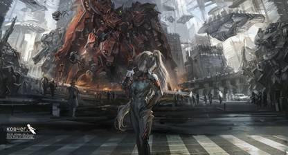Athah Anime Original Girl Ponytail Sci Fi Bodysuit Robot Machine People 13*19 inches Wall Poster Matte Finish Paper Print