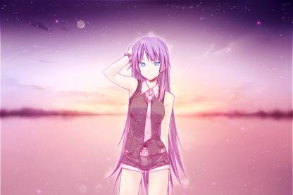 Athah Anime Monogatari (Series) Hitagi Senjōgahara Bakemonogatari Purple Hair 13*19 inches Wall Poster Matte Finish Paper Print
