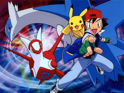 Athah Anime Pokémon Ash Ketchum Pikachu Latios Latias 13*19 inches Wall Poster Matte Finish Paper Print