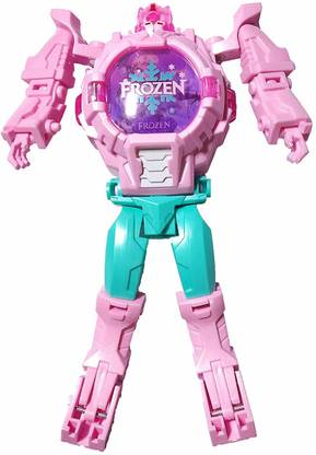 ExaltedCollection Barbie cinderalla Frozen Optimus prime Transformer Robot Toy Convert to Digital Wrist Watch for Kids Avengers Robot Deformation Watch Frozen Figures Plus Watch
