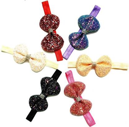 ANNA CREATIONS multi-coloured baby girl kids glitter flower rhinestone elastic headband Head Band