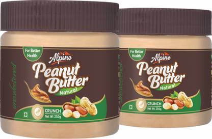 ALPINO Natural Peanut Butter Crunch (Unsweetened) (250g Pack of 2)