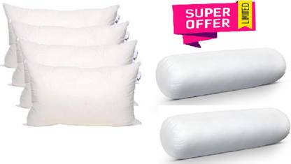 स्लीपेक्स पॉलिएस्टर सॉफ्ट प्लेन पिलो और 2 बोल्स्टर, निम्नलिखित के लिए फ्री बेड / स्लीपिंग पिलो 5 का पैक