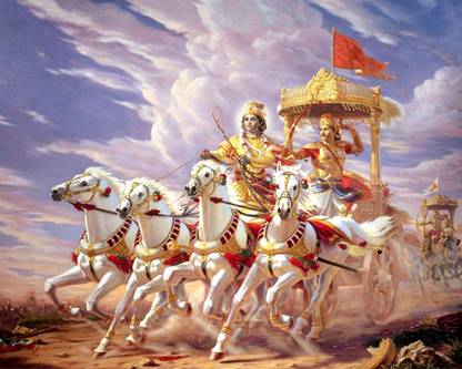 Model No - 1116 Mahabharata Krishna Arjun Wallpaper (12x15 size) Photographic Paper