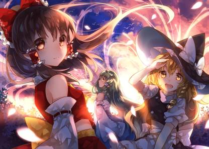 Athah Anime Touhou Reimu Hakurei Marisa Kirisame Sanae Kochiya 13*19 inches Wall Poster Matte Finish Paper Print