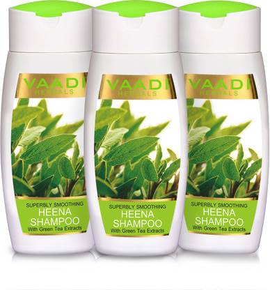 VAADI HERBALS हरी चाय के अर्क के साथ हिना शैम्पू (110 मिलीलीटर एक्स 3)