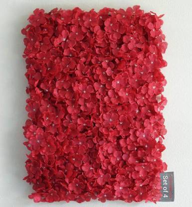 TIED RIBBONS Artificial Flower Panels (60 cm X 42 cm) Red Assorted Artificial Flower