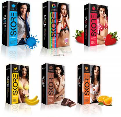 SKORE Flavoured Condom (Pack of 6 x 10 pc) Condom