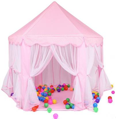 Kashti Big Princess Castle Tent House for Kids, (Balls not Included) PINK
