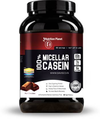 Nutrition Planet 100% Micellar Casein With Added DigeZyme 2lb Chocolate Casein Protein