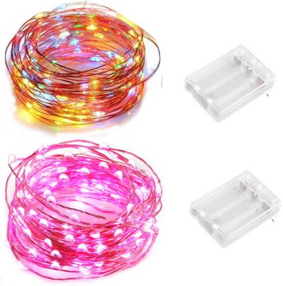 MANSAA® 50 LEDs 4.98 m Pink, Red, Green, Blue Steady String Rice Lights