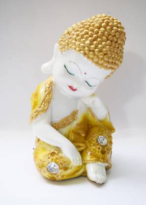 GW Creations HomeDecor Showpiece Beautiful Lord Meditating Position Monk Statue For Good Luck Decorative Showpiece  -  18 cm