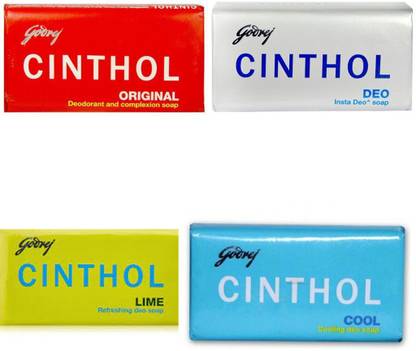 CINTHOL Cool Soap (100 g) Epic Insta DEO Soap (100g) Lime Soap (75g) Original Soap (75g) (Pack of 4) 350G