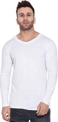 Solid Men White T-Shirt
