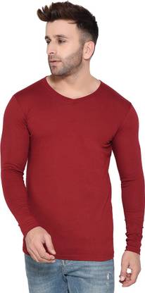 Solid Men Maroon T-Shirt