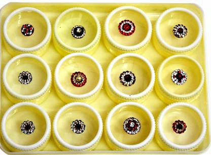 BEAUTY GOLD Round Plain Attractive Bindi for Women/Girls Multicoloured (Set of 12 Pieces) Forehead Multicolor Bindis