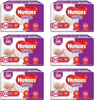 Huggies WONDER NEW BABY PANTS,SIZE XS, 24 PCS PACK, COMBO OF 6 PACKS - New Born