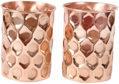 200 ML Copper Glass Tumbler Cup With Lid Drinking Serving Water Ayurveda 